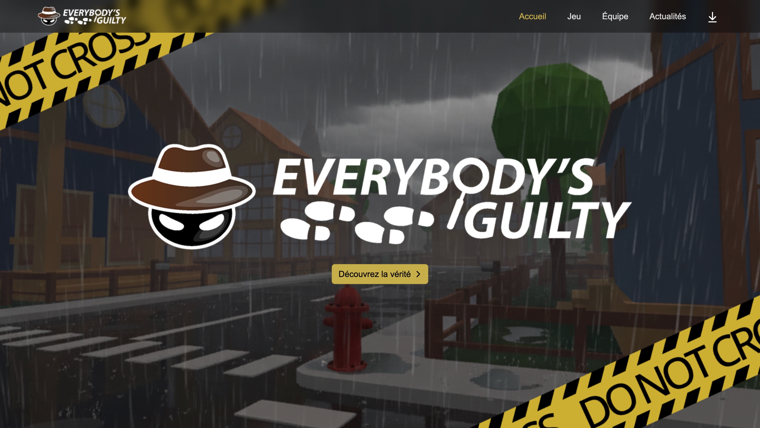 Aperçu de la page d'accueil avec la barre de navigation